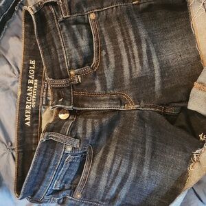 AE next level stretch x dark denim Jean shorts